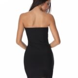 we black elegant bodycon hollow out strapless bandage - Image 5