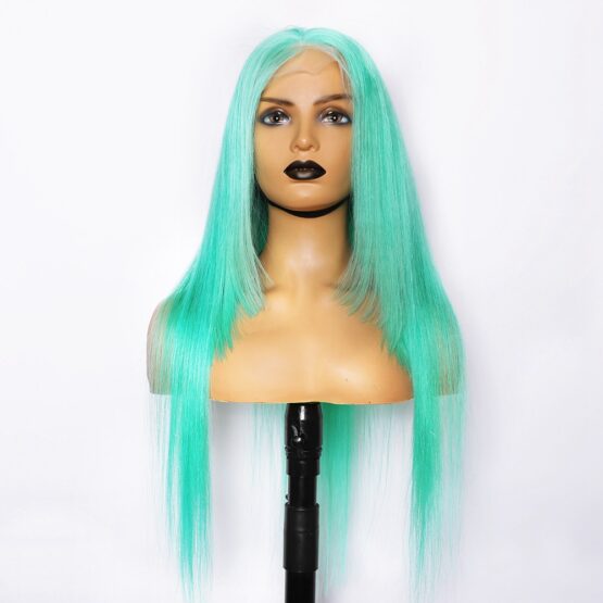 McKenna persain blue european Human hair ombre lace front 24" long straight Wig