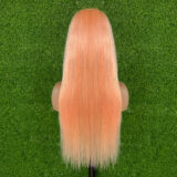 Remington light pink fringe lace front Human Hair bang long straight 24" Wig - Image 5