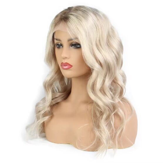 destiny blonde black lace front 100% Human Hair long straight ombre 24" Wig