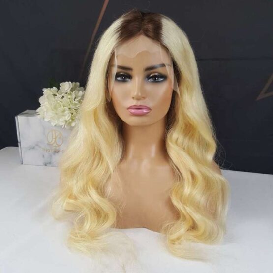 batey 613 blonde brown european Human hair ombre lace front 24" long straight Wig