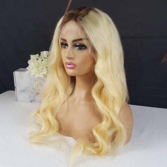 batey 613 blonde brown european Human hair ombre lace front 24" long straight Wig - Image 3