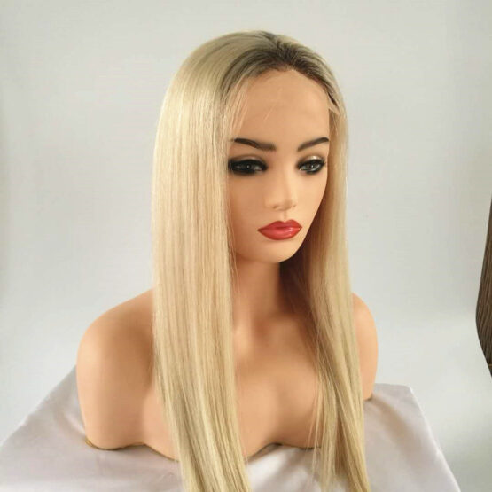 Adelina blonde ombre 2 tone European 100% human hair straight long wig - Image 2