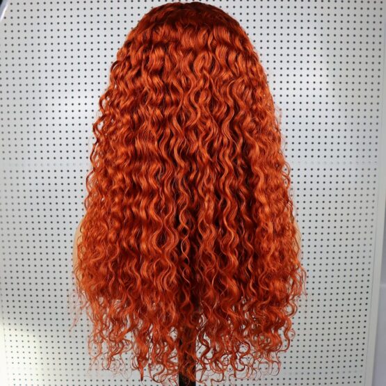 ivory afro kinky curly long bright orange ginger long100% human hair lace front wig - Image 2