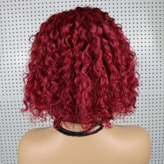 Logan afro kinky curly 4c hair long 100% human hair lace front bright red wig - Image 4