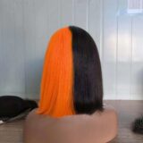 yam orange long thick 100% European human hair straight long wig - Image 3