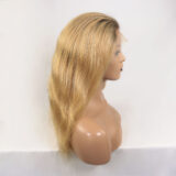 Melissa Chocolate auburn Hair straight Highlights ombre blonde 100% human hair wig - Image 3