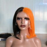 yam orange long thick 100% European human hair straight long wig