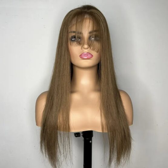 Bristol fringe brown brunette 100% Human hair ombre lace front 24" long Wig