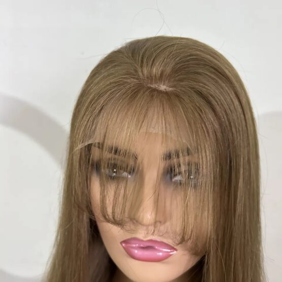 Bristol fringe brown brunette 100% Human hair ombre lace front 24" long Wig - Image 3