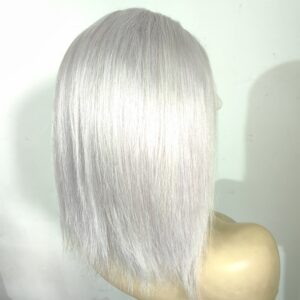 Sabrina grey silver lace front European 100% Human Hair long wavy ombre 14" Wig - Image 4