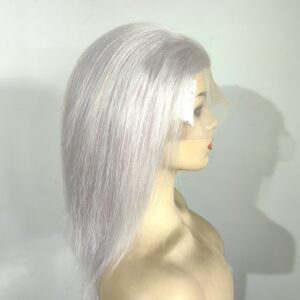 Sabrina grey silver lace front European 100% Human Hair long wavy ombre 14" Wig - Image 5