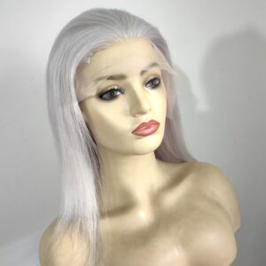 Sabrina grey silver lace front European 100% Human Hair long wavy ombre 14" Wig