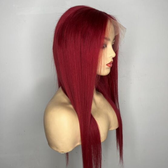 kayleigh 24inch long straight red burgundy brazilian human hair lace front wig - Image 2