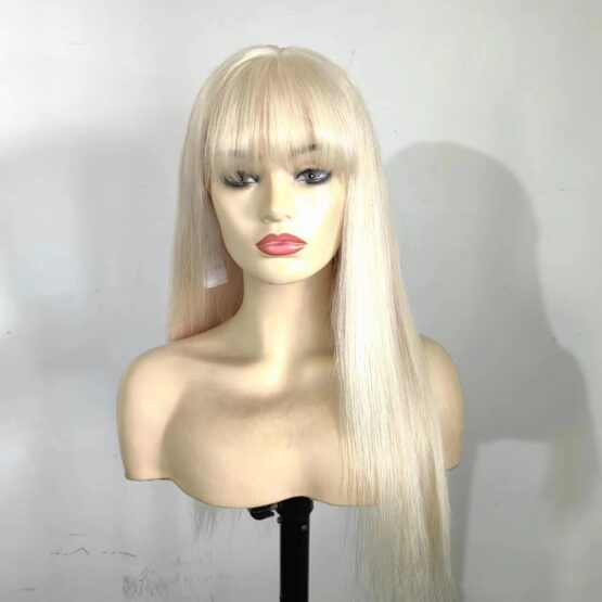 Lexi fringe bang blonde 613 straight long brazilian 100% Human Hair 24inch wig - Image 3