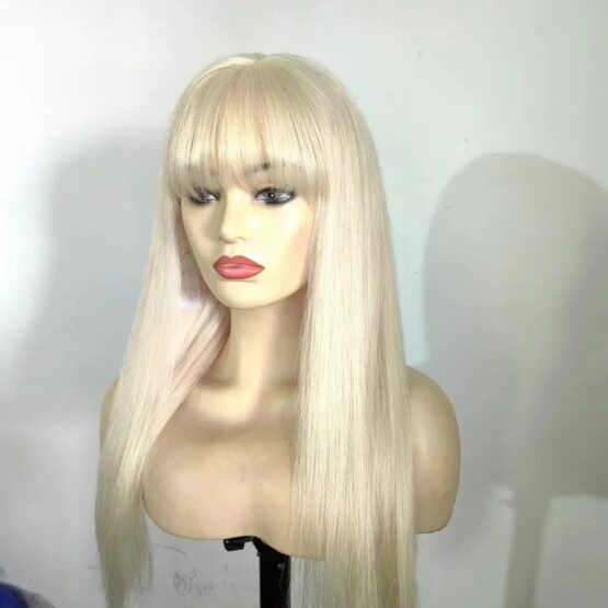 Lexi fringe bang blonde 613 straight long brazilian 100% Human Hair 24inch wig - Image 4