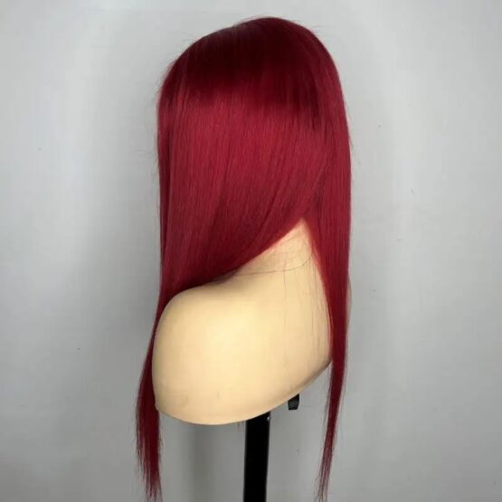 kayleigh 24inch long straight red burgundy brazilian human hair lace front wig - Image 3