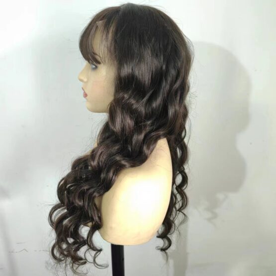 wrenley 24" curly fringe brown 4 brazilian 100% human hair lace front wig - Image 4