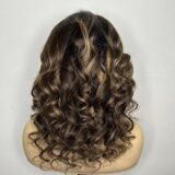 ombre blonde highlight lace front European Human Hair long curly 14" Wig - Image 2