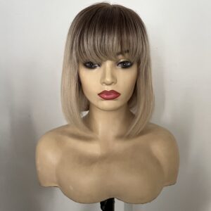 Malani bob blonde 613/4 ombre straight fringe bang brazilian 100% human hair lace front wig - Image 6