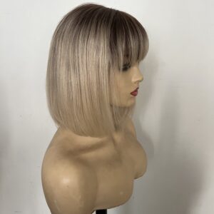 Malani bob blonde 613/4 ombre straight fringe bang brazilian 100% human hair lace front wig - Image 5