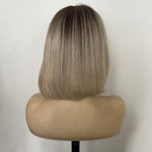 Malani bob blonde 613/4 ombre straight fringe bang brazilian 100% human hair lace front wig - Image 3