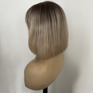 Malani bob blonde 613/4 ombre straight fringe bang brazilian 100% human hair lace front wig - Image 2