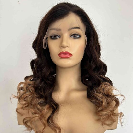 clementine straight ombre two tone blonde 24inch long lace front Human Hair Wig