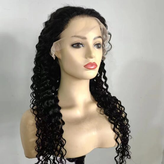 ophelia deep wave long 24inch curly brazilian 100% human hair lace front wig