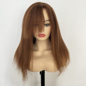 brown 4 kinky yaki straight ombre 100% human hair lace front wig - Image 2
