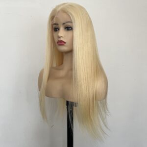 atomic blonde long blonde straight 613 brazilian 100% human hair lace front wig