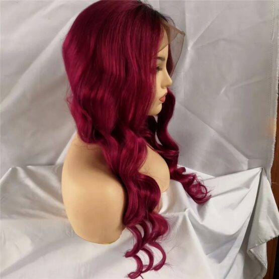 madilynn 24" long body wavy paprika red brazilian human hair lace front wig - Image 2