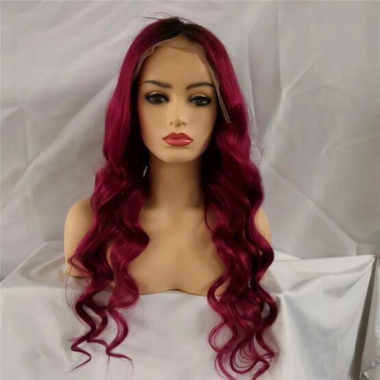 madilynn 24" long body wavy paprika red brazilian human hair lace front wig